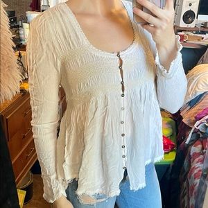 Free People Bluebird Smocked Button Up